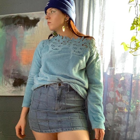 Fuzzy Baby Blue Sweater - Picture 2 of 4